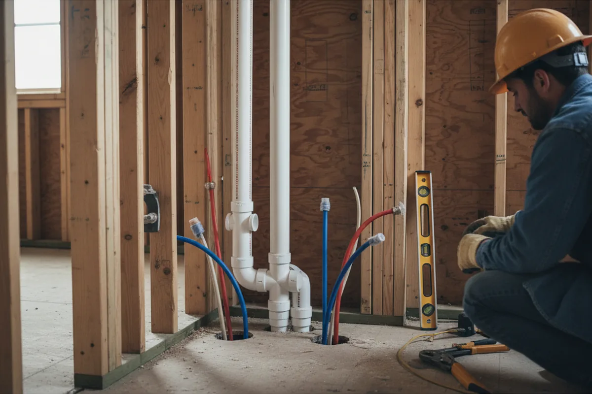 Drain and supply rough-in during Drain Cleaning in Maury City