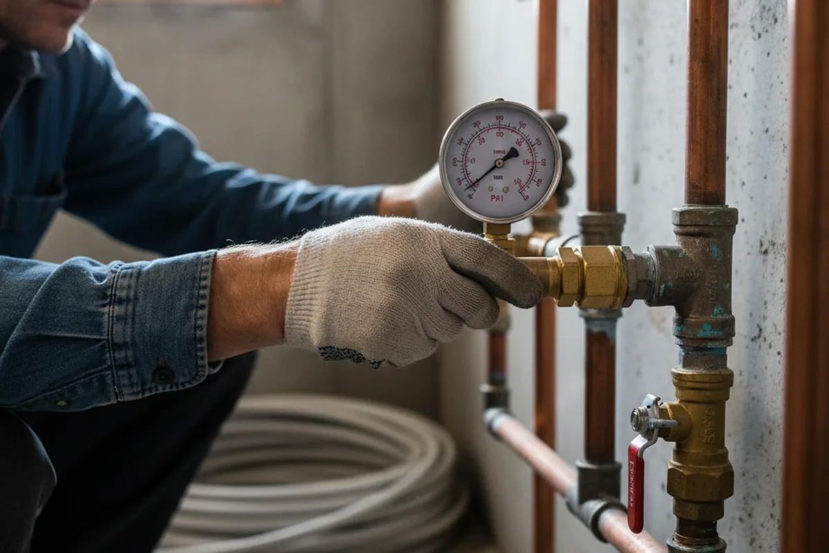 Pressure testing a repaired line during Water Line Repair in Maury City